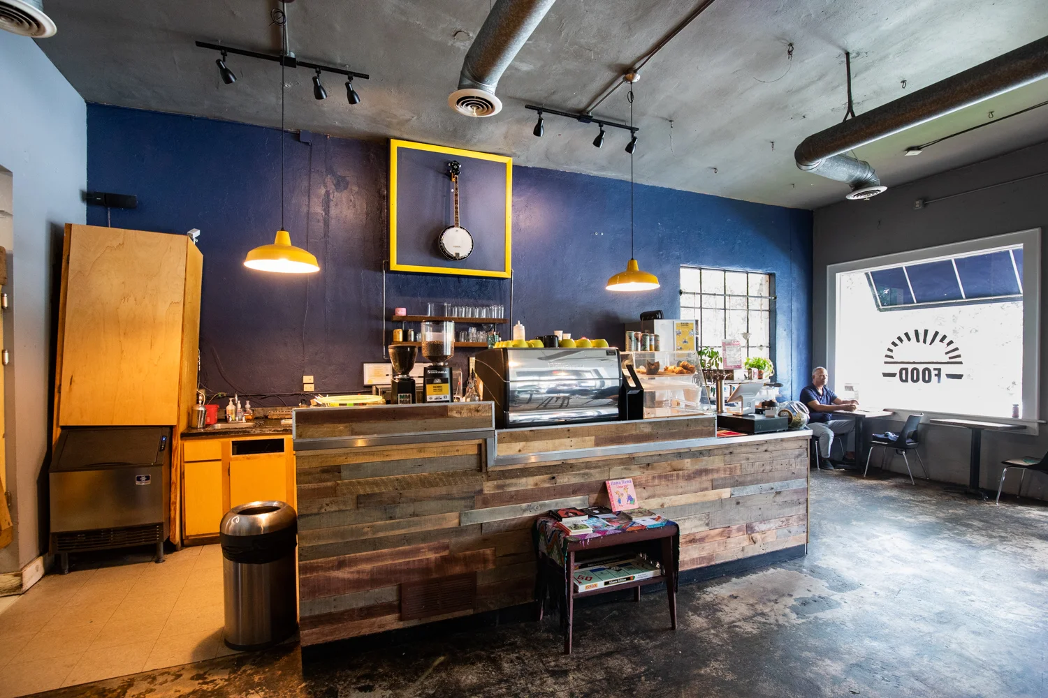 Interior of Banjo Coffee Shop.