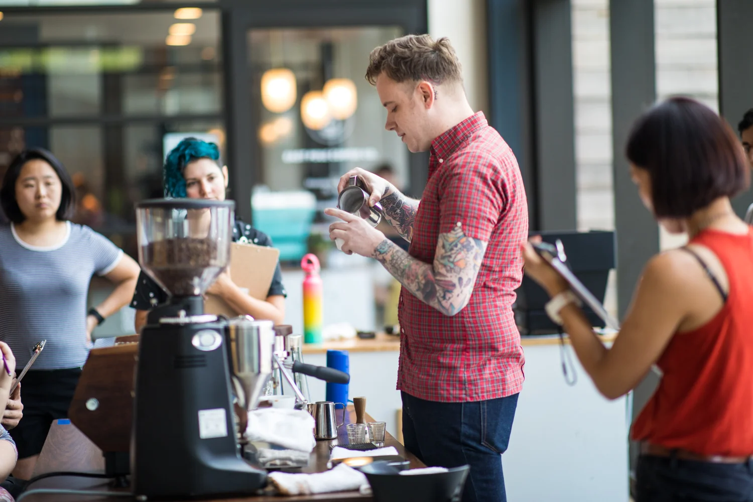 A few onlookers in the barista competition.