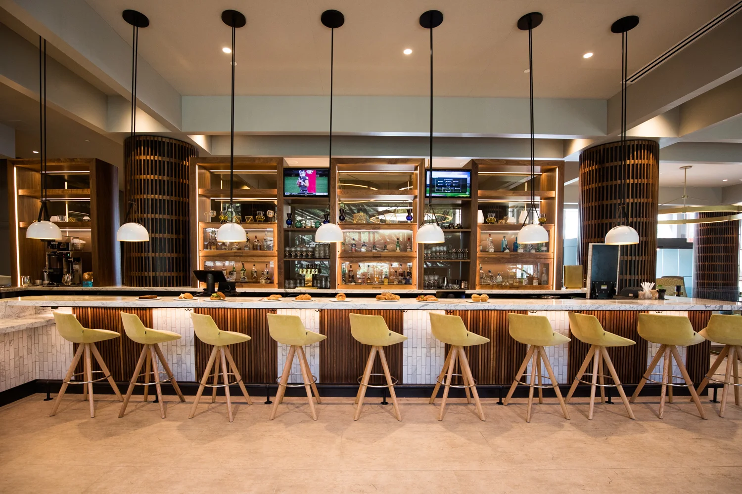 The bar area of Lightwell Cafe & Cocktails. The bar opens at 4PM daily.