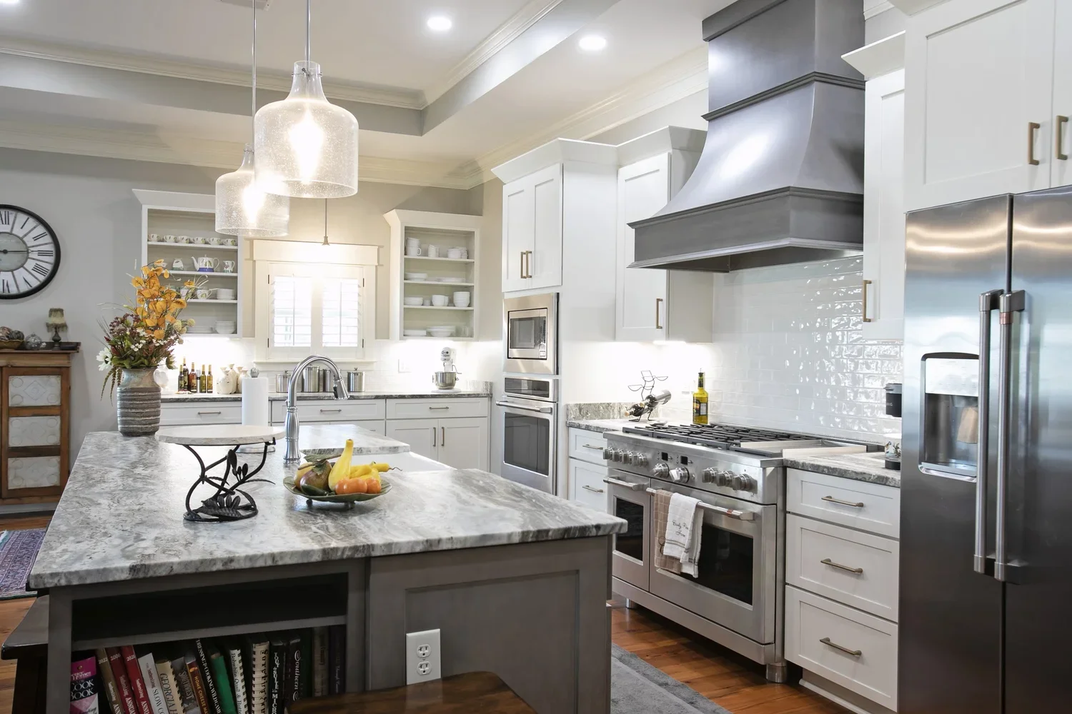 Custom farmhouse kitchen cabinetry in Quitman, Georgia, featuring handcrafted cabinets, ample storage, durable finishes, and timeless design details that blend rustic charm with modern functionality.
