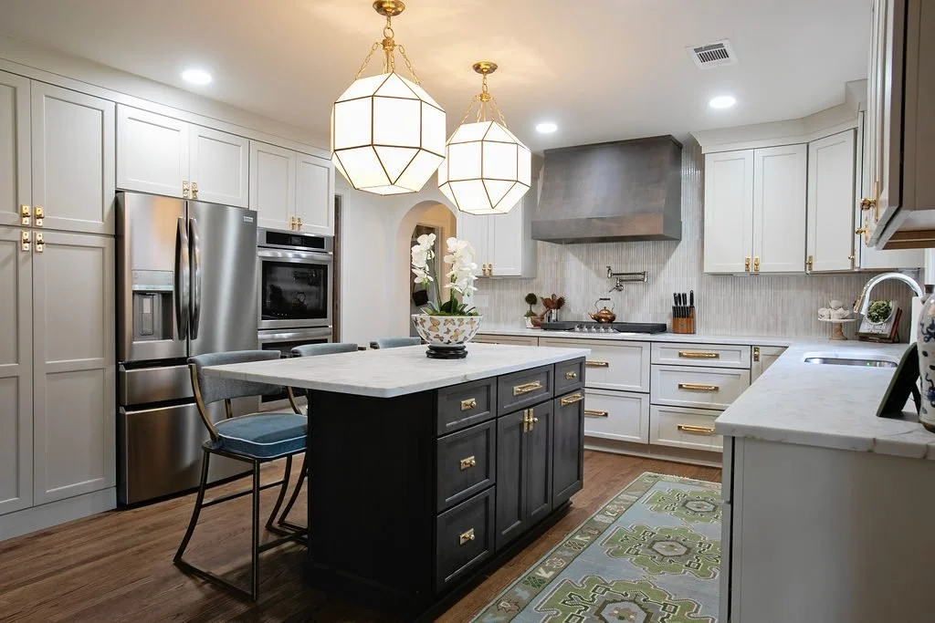 Entertaining Kitchen with Oversized Island and Statement Lighting
