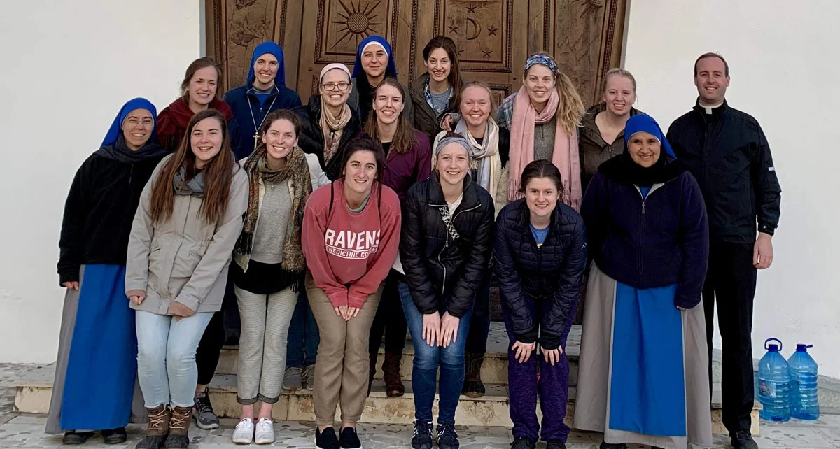 Our group after time of prayer with the contemplative sisters from the Servadores who just opened the monastery a few days before we arrives, and haven’t built their enclosure yet.