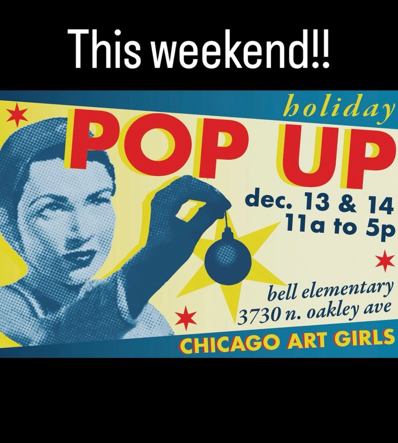 🎉Don&rsquo;t miss the 14th annual Chicago Art Girls Holiday Pop-Up Shop THIS Weekend! 🎁

📍 Bell Elementary: 3730 N. Oakley, Chicago
🗓️ December 13 and 14
⏰ 11 am to 5 pm
🛍️ Shop 45 Woman Artists
💰Free Admission, Free Parking
❤Accepting donation