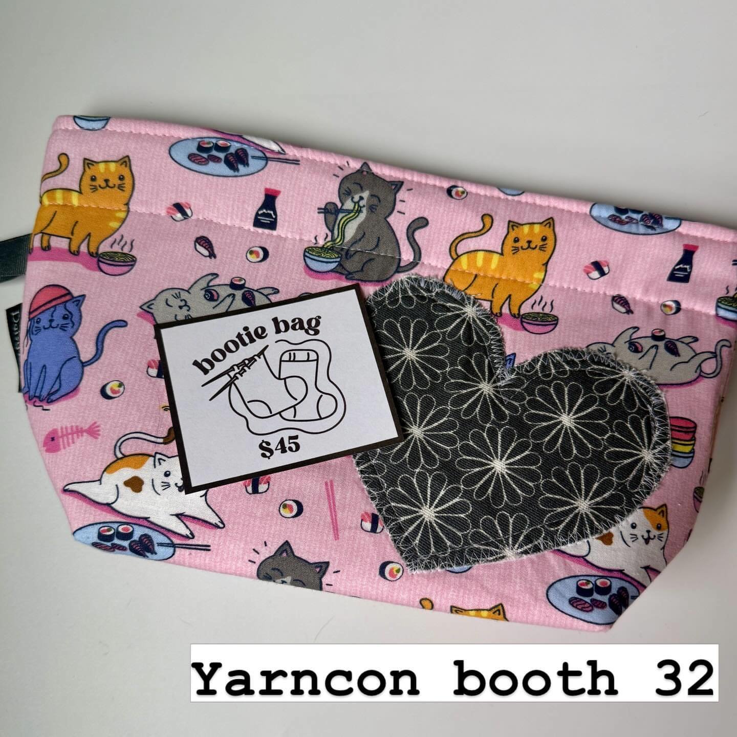 Got my new Bootie Bag sign designed by @lucyscalez just in time for @yarncon 🎉🎉. I only have 22 bootie bags so get to booth 32 asap if you want one.  #shopchicagoartgirls #yarncon #fiberart