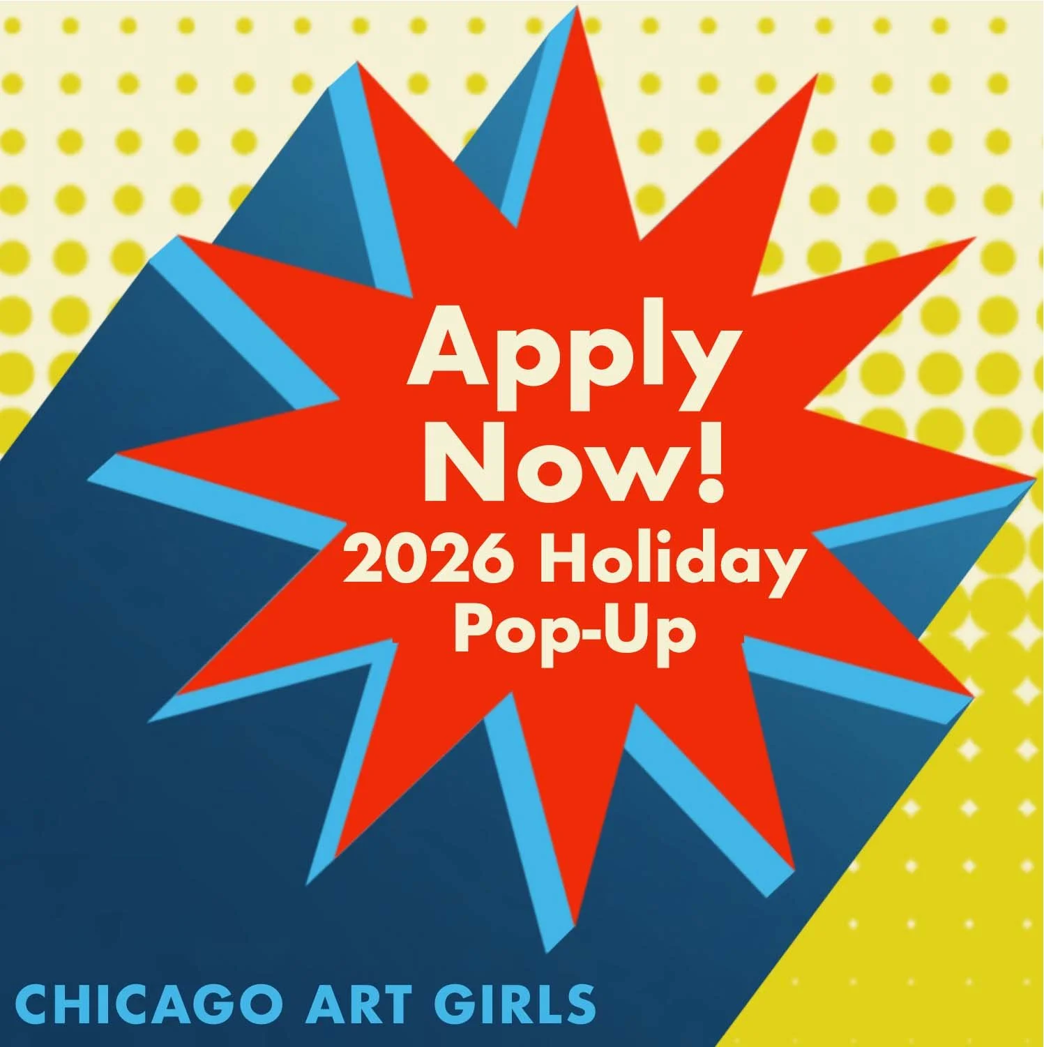 ⏳ Deadline to apply is less than a month away!  Get your guest artist application in today for this year's  The Chicago Art Girls Holiday Pop-Up Shop. All info is on our website or you can click the link in our bio