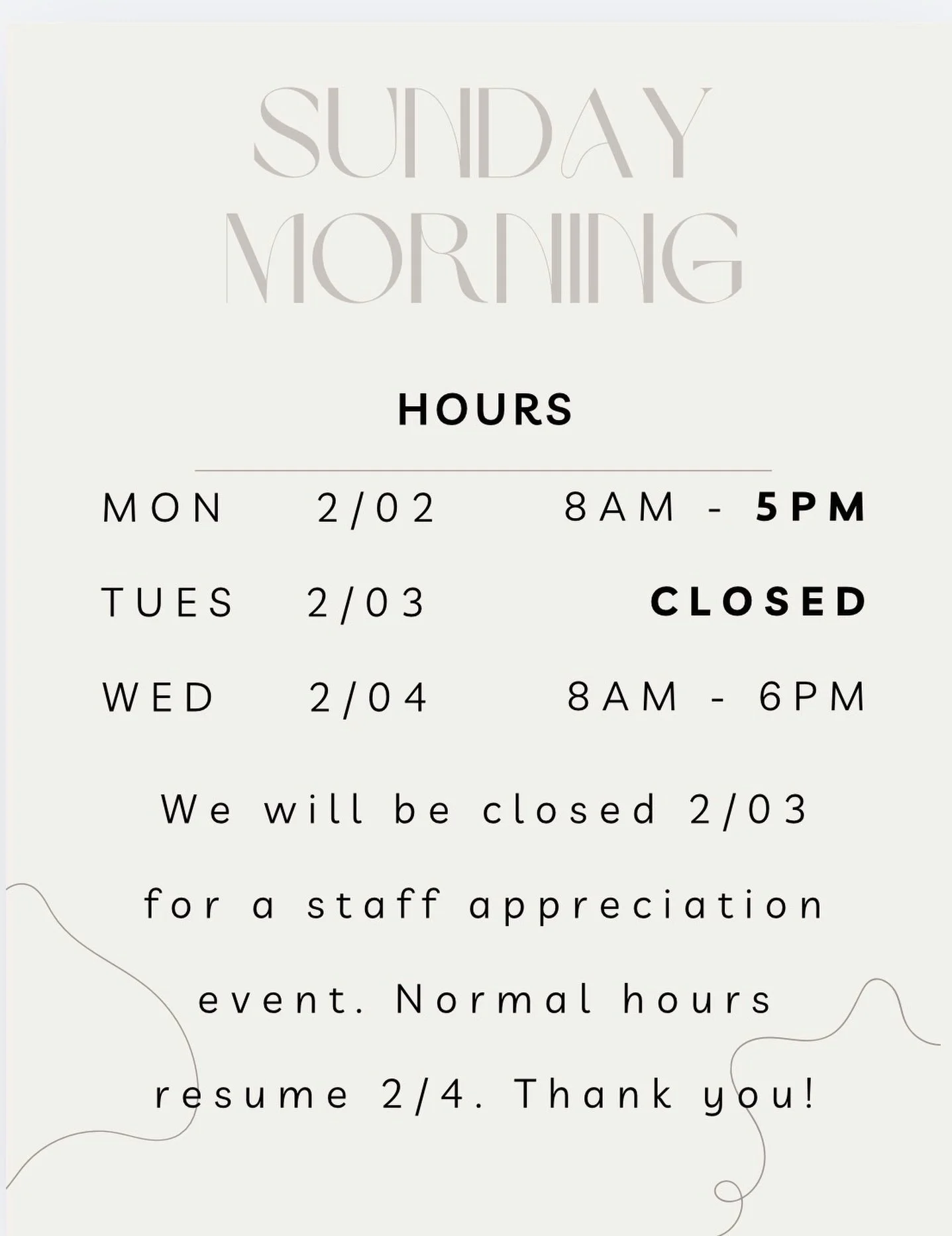 Quick update 🤍 we&rsquo;ll be closing early today, and both locations will be closed tomorrow as we take a moment to celebrate and appreciate our incredible team who pour so much love into the bakehouse every single day.

We&rsquo;ll be back to regu