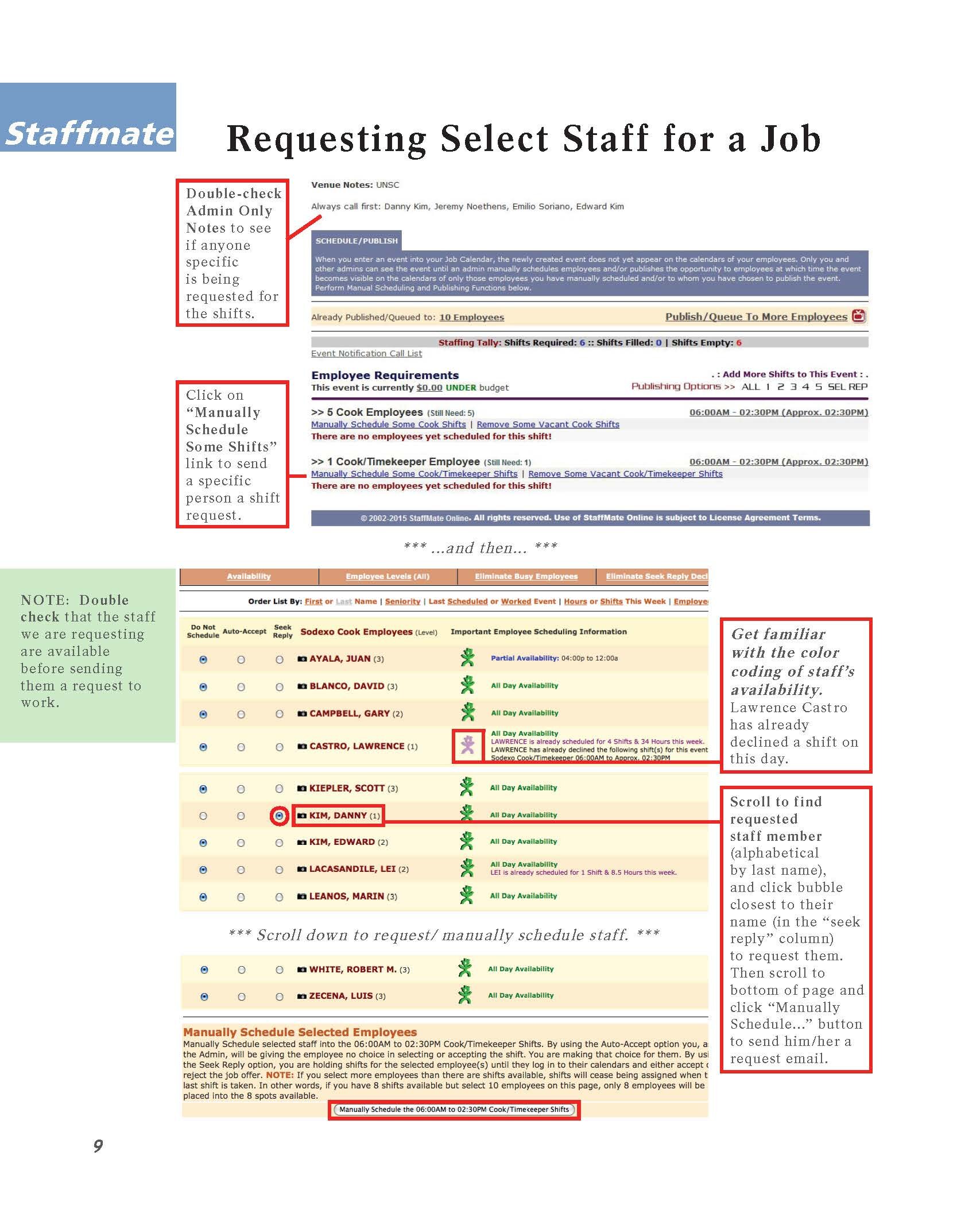 Special Events Staffing - Office Manual example