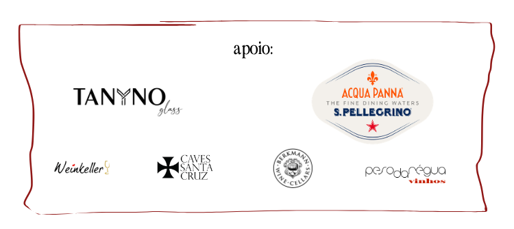 régua de patrocinadores e apoiadores da 5ª Edição do evento Segunda Taça, que são: Tanyno Glass, Acqua Panna S.Pellegrino, Berkman Wine Cellars, Chave Santa Cruz, Weinkeller e peso da Régua
