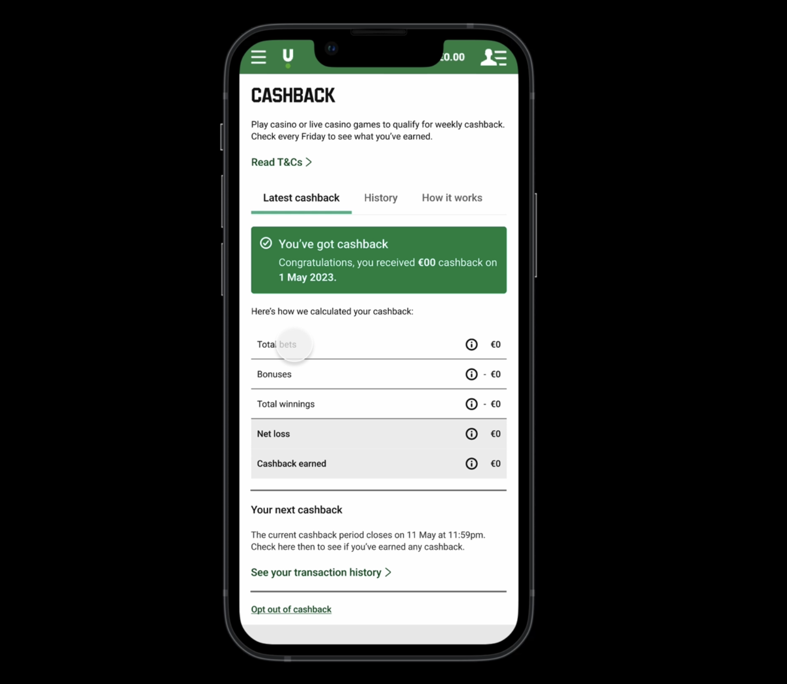 Unibet Cashback