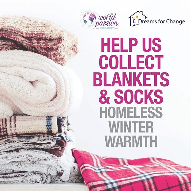 We are collecting blankets and socks for the homeless women and children sleeping in their cars!!! Please drop items off at World Passion Project community space! Share the warmth!!! #worldpassionproject #dreamsforchange #sharethewarmth #blanketandso