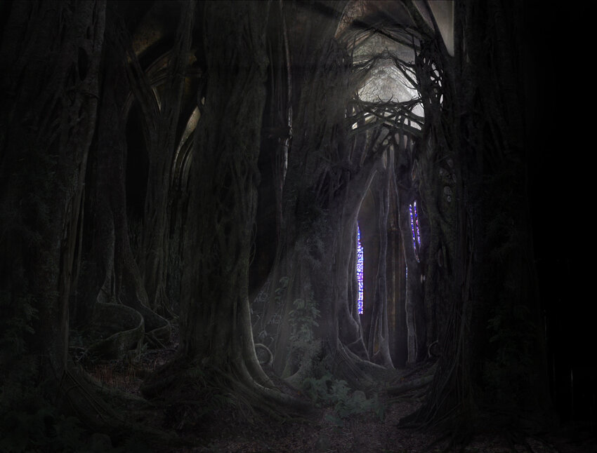 matte painting of Cathedral of Trees