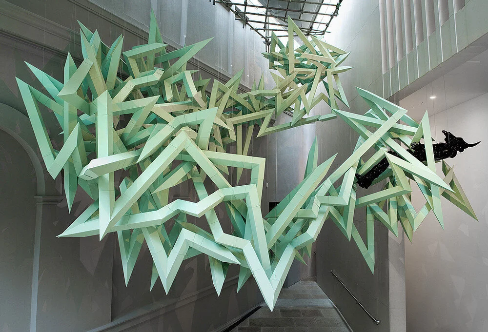 Saffronn Te Ratana, Ngatai Taepa, Hemi Macgregor “Ka Kata Te Po” cardboard, fiberglass, 2013. Courtesy of the artists and Auckland Art Gallery. Photographed by Jennifer French AAG 2013.