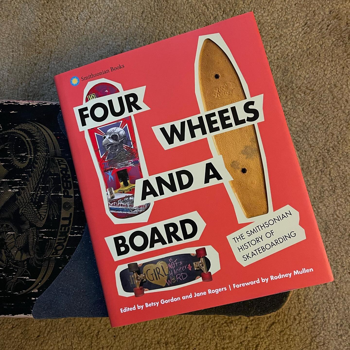 Can&rsquo;t wait to read this awesome new book from the Smithsonian Institute! @smithsonian @chucktreece @tonyhawk 
.
.
.
.
#fourwheelsandaboard #skateboardbook #historyofskateboarding #smithsonianbooks