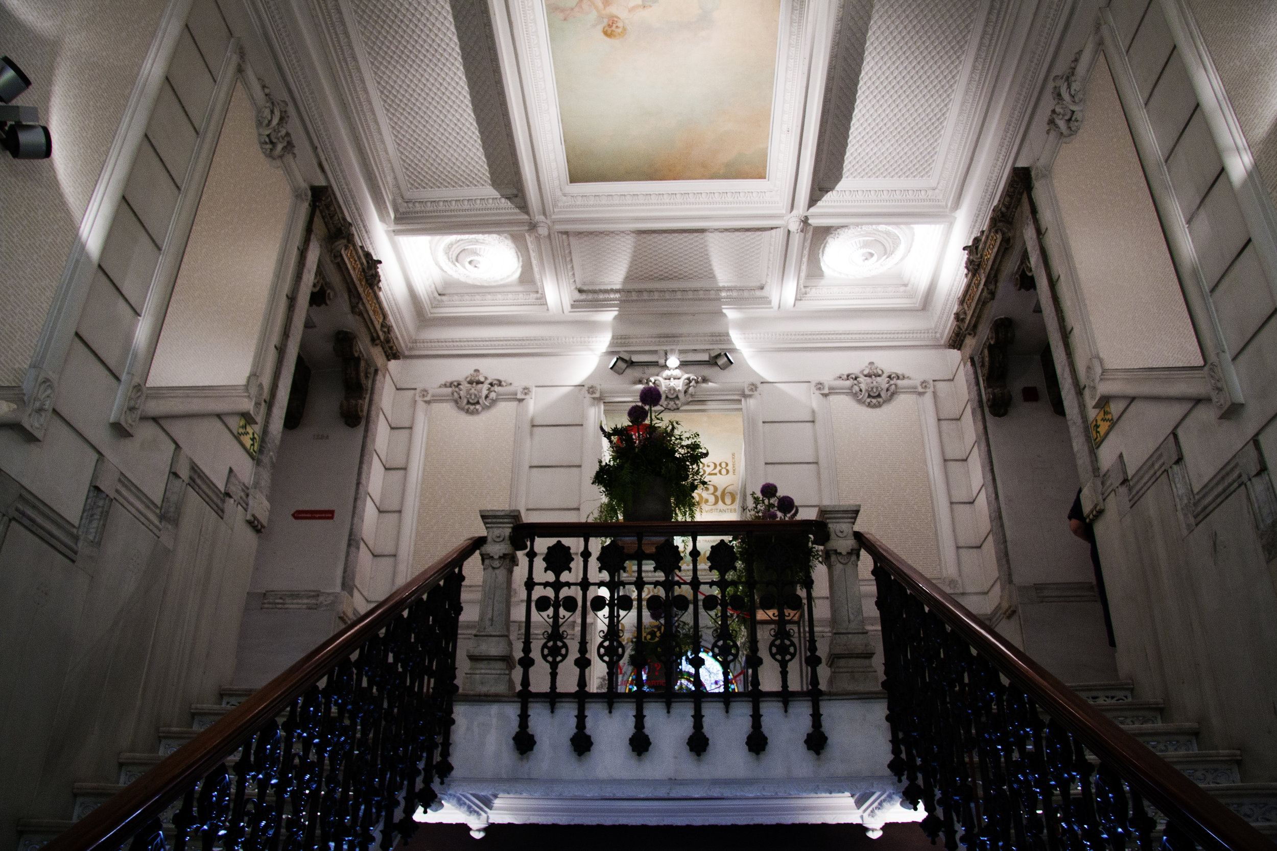 Landing on the top of a classic staircase