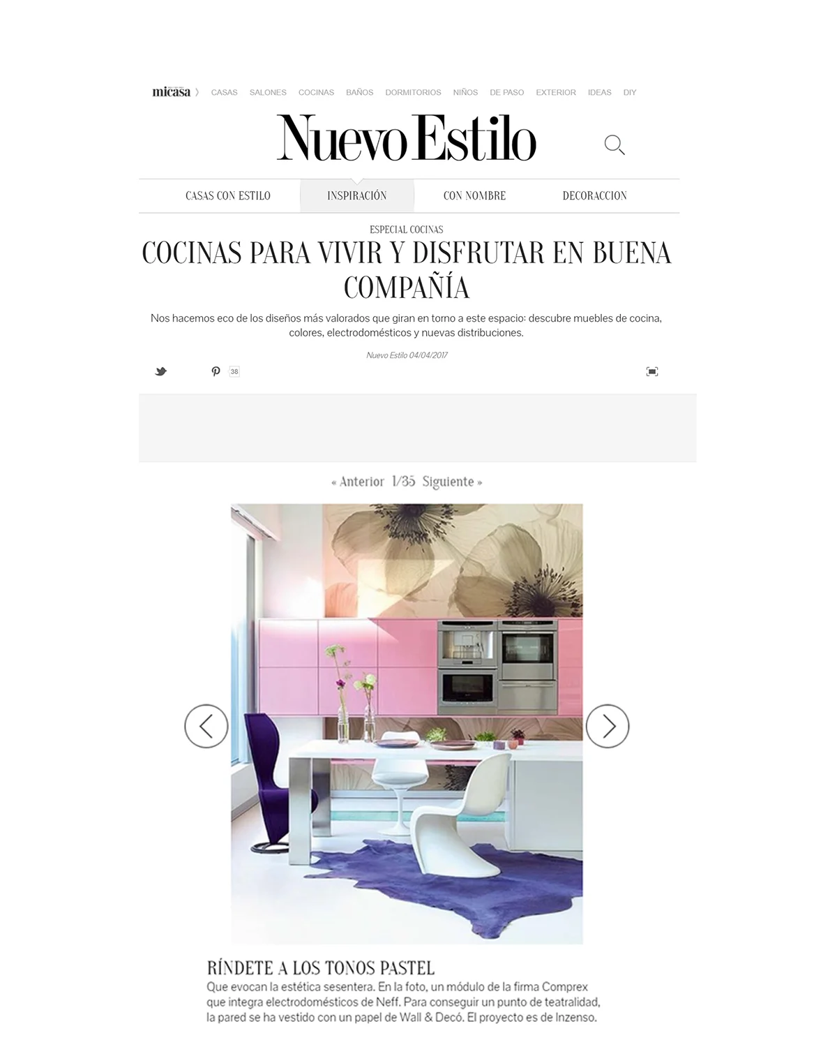 kitchens to live and enjoy in good company our pink cabinets combined with the mural wallpaper were selected between the best kitchens to enjoy with family and friends by nuevo estilo magazine read more.