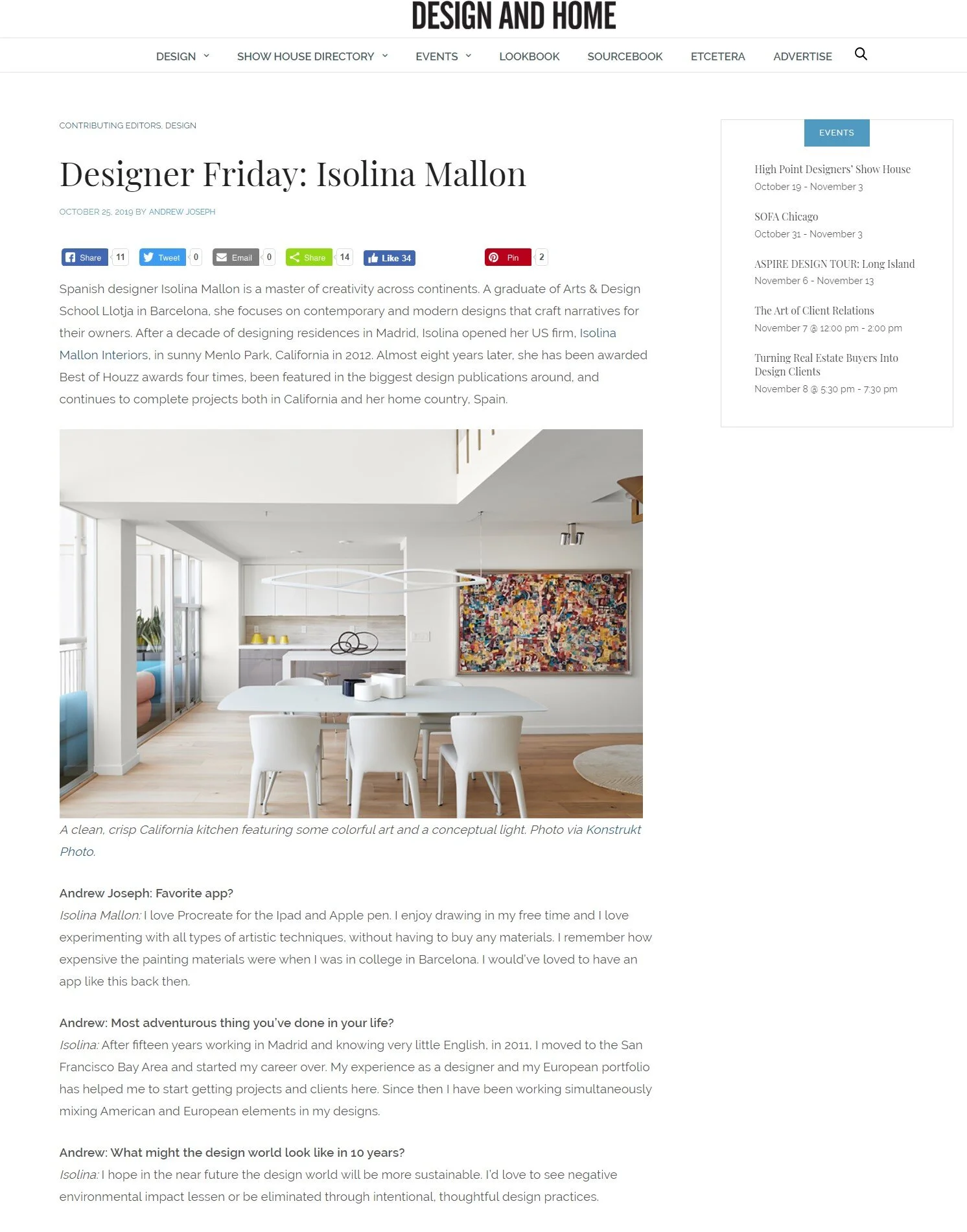 aspire design and home. designer friday: isolina Mallon. october 2019 andrew joseph interviews isolina for his designer friday. they talk a little about design and some more personal questions. read more.