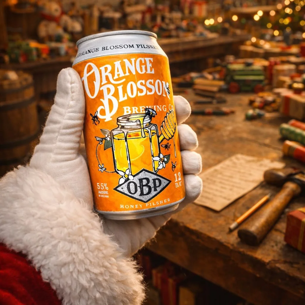Santa deserves a cold one after all that work. Merry Christmas and happy holidays from all of us at Orange Blossom Brewing. 😁🎄🧡