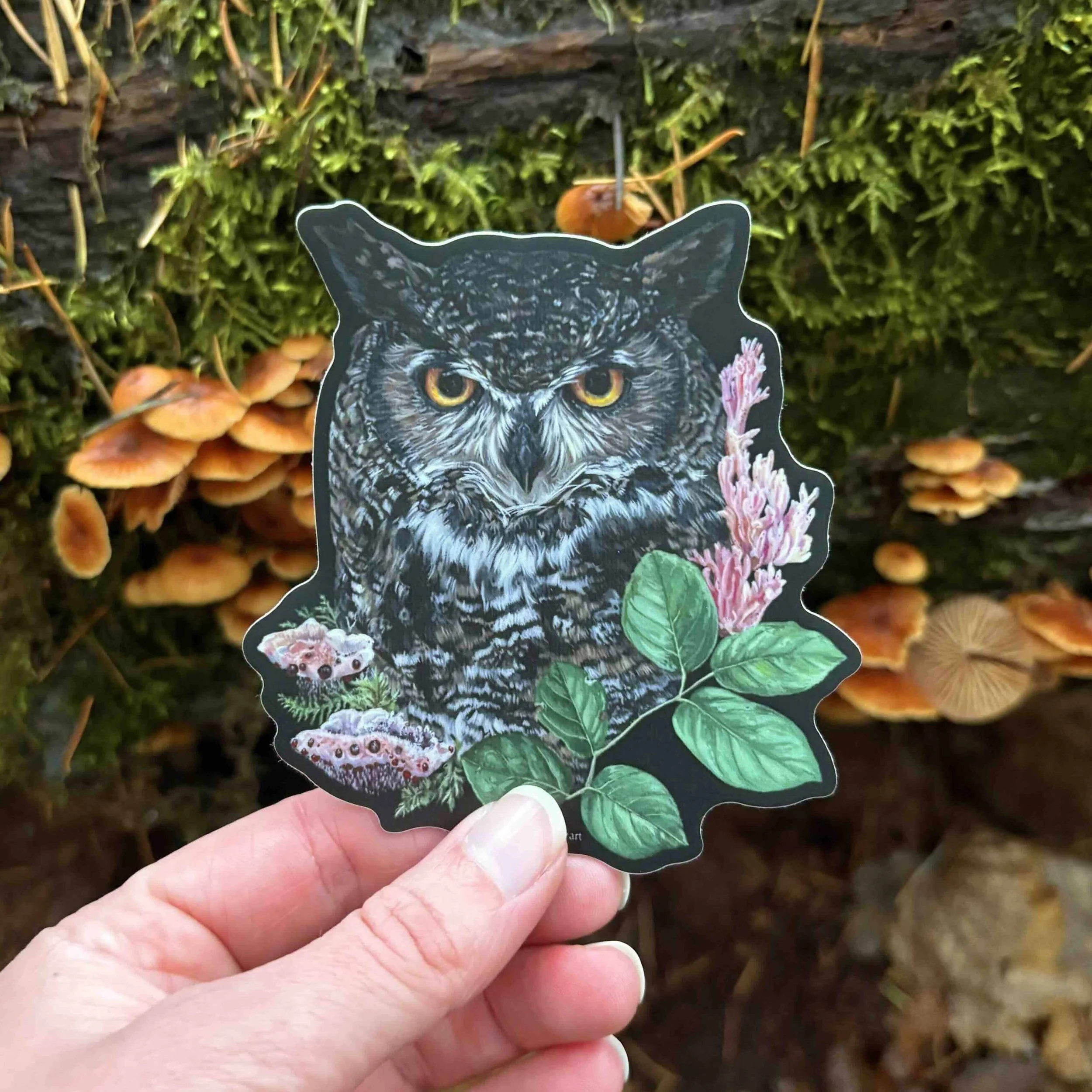 Great-Horned Owl & Mushrooom Sticker.jpg