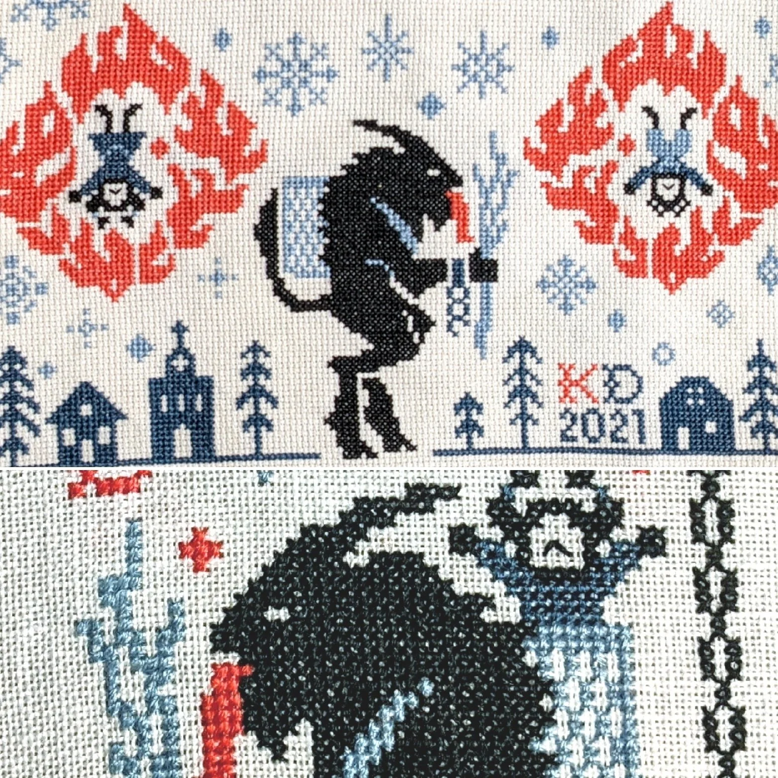 Krampus Print Pattern Quilt