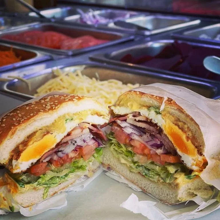 OUT IF THE BLUE IS NOW OPEN FROM 11.30AM - 8PM THURSDAY TO SUNDAY!! 🥳🍔🤘

Wednesdays open 4pm - 8pm

The burger featured is our brand spanking new Lester's famous Bacon and egg roll!
Comes with our delicious yellownaise, lettuce, tomato, Spanish on