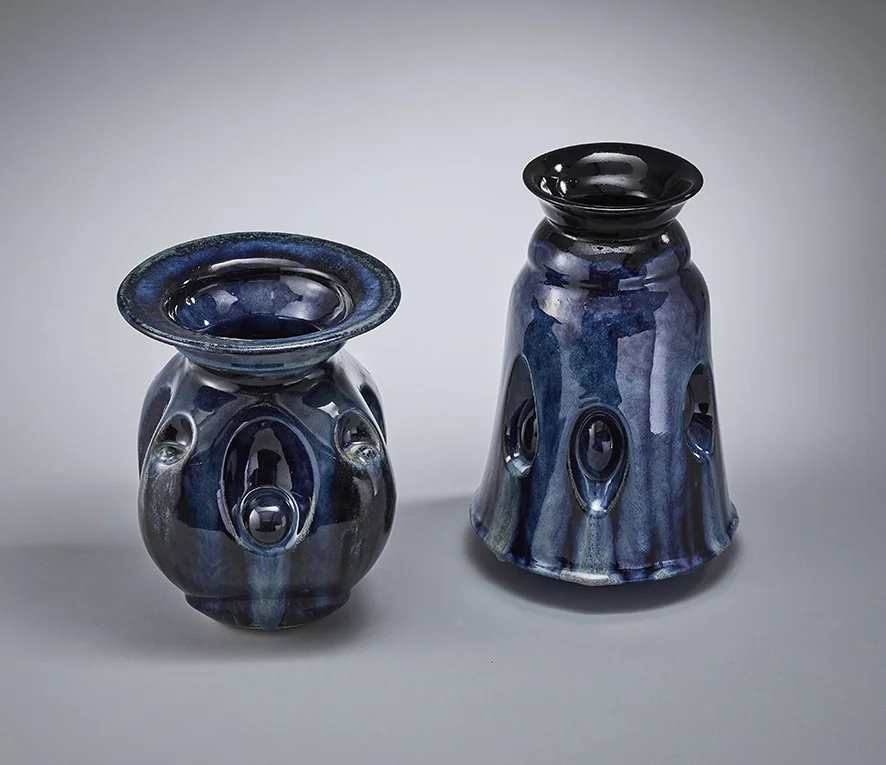 Pair of Deep Blue Sculptural Vases.jpg