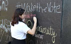 Natalie Valdes(Wake the Vote 2020) drawing on Wake the Vote art hub