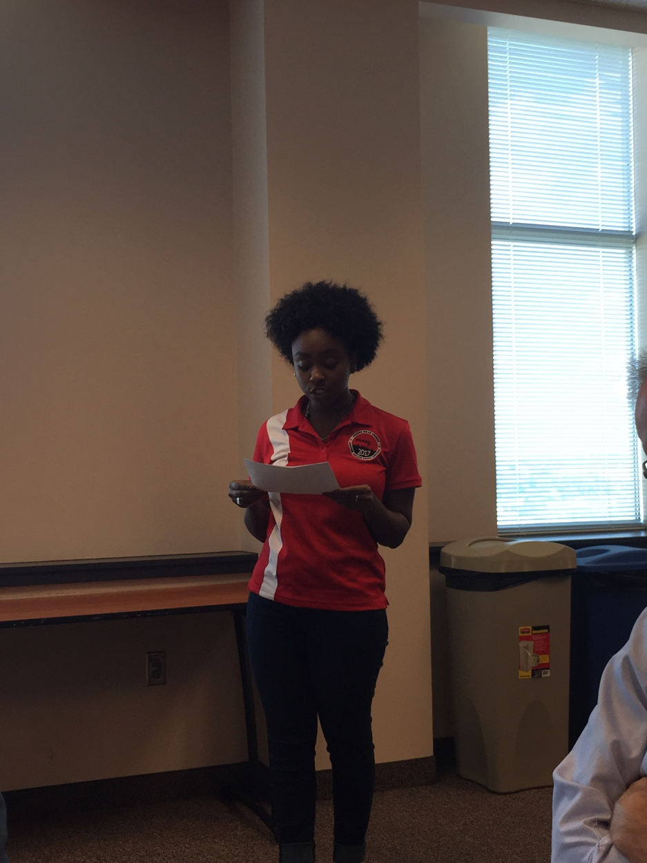 Winston-Salem State University Student Government Association President speaking about the parallels of historic discrimination in the voting process and the actions the Board is currently taking.