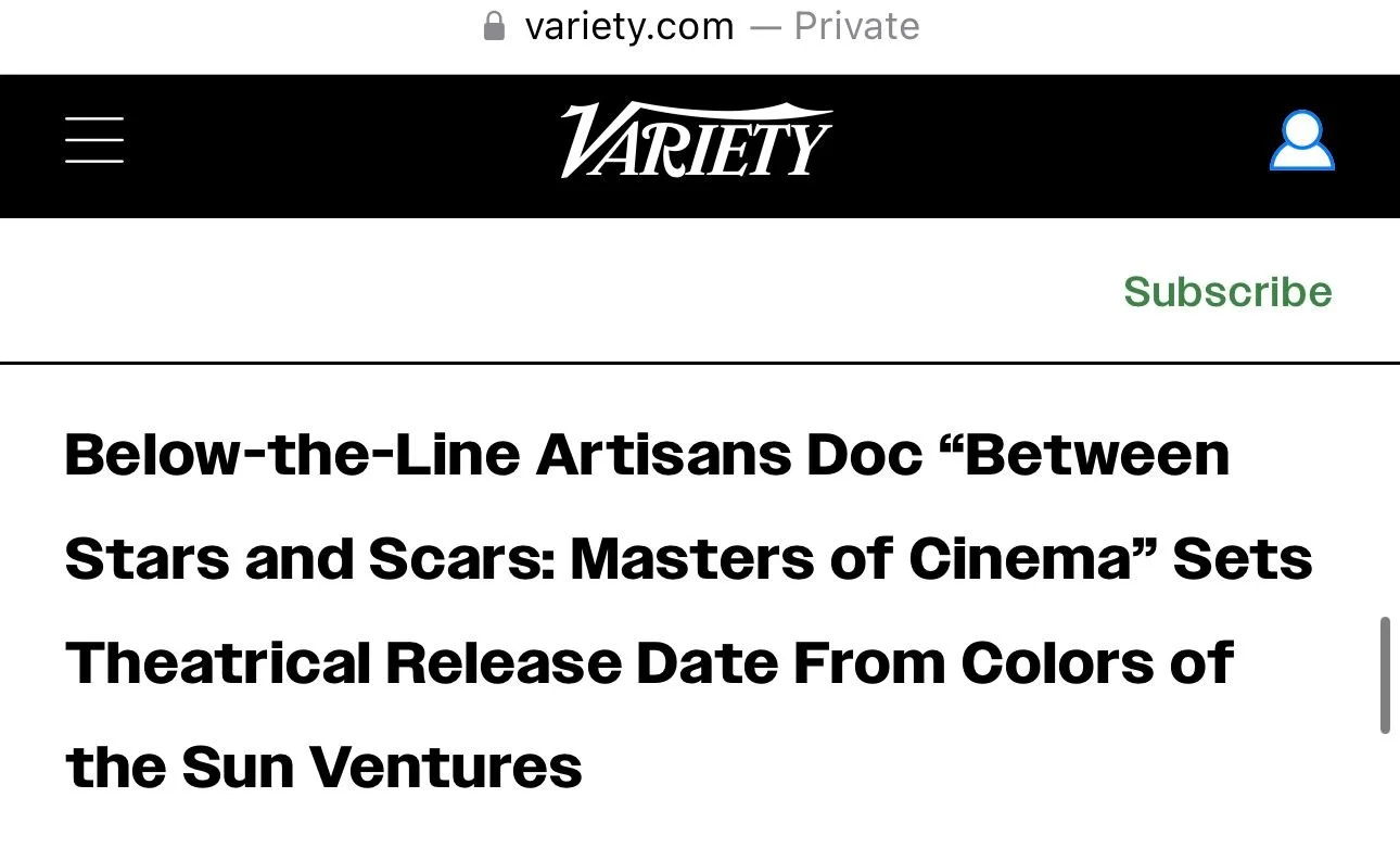 Below-the-Line Artisans Doc "Between Stars and Scars: Masters of Cinema" Sets Theatrical Release Date From Colors of the Sun Ventures