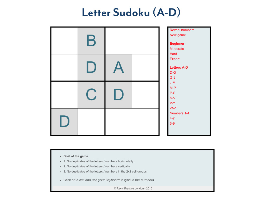Letter Sudoku (4x4)