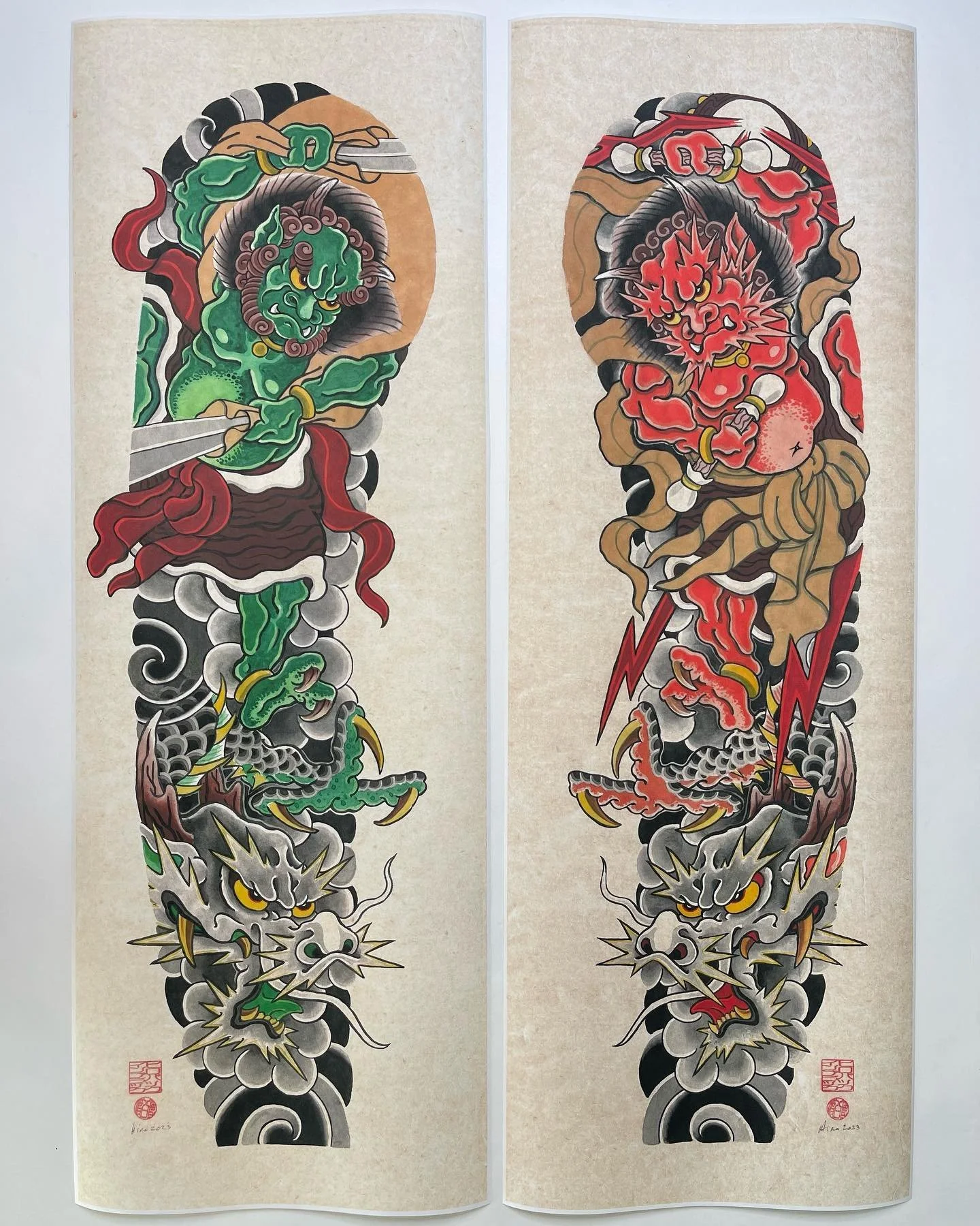 NEW⚡️Tattoo art prints by @hirotattooer ⚡️
.
Size: 900mm x 320mm
On Japanese washi paper for printing. &bull; プリント用の和紙
.
Somente o Print : &yen;8.000 ( imposto incluso)
Print com a moldura : &yen;13.000 ( imposto incluso) 
.
プリントのみ: &yen;8000 (税込)
プリ