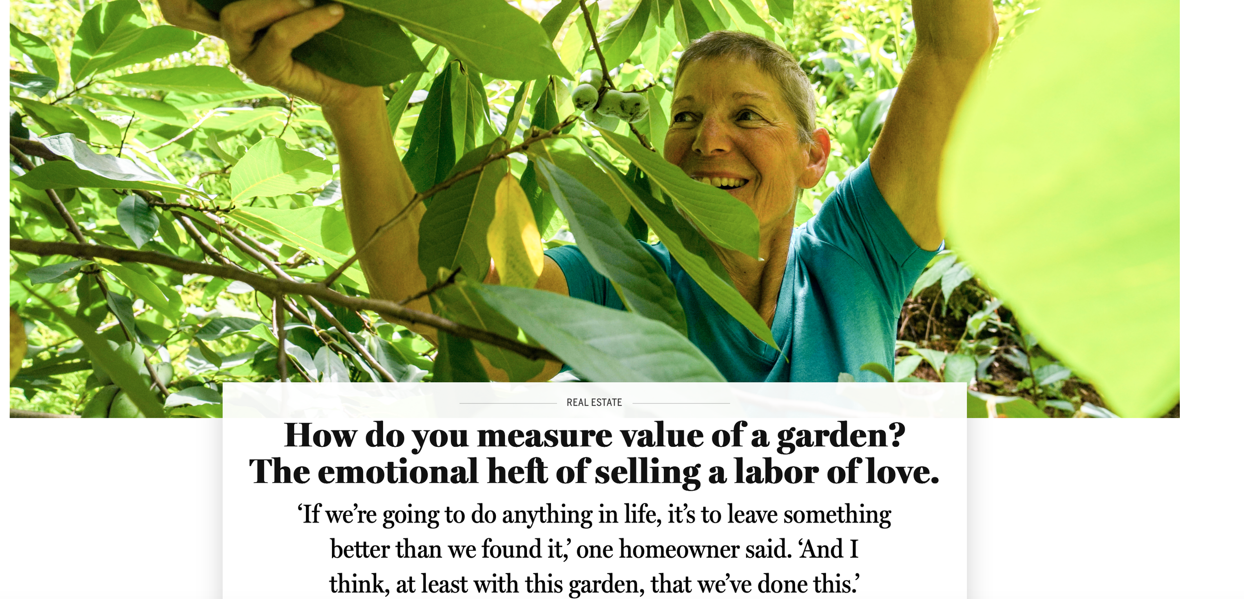 Boston Globe: How do you measure value of a garden? The emotional heft of selling a labor of love.