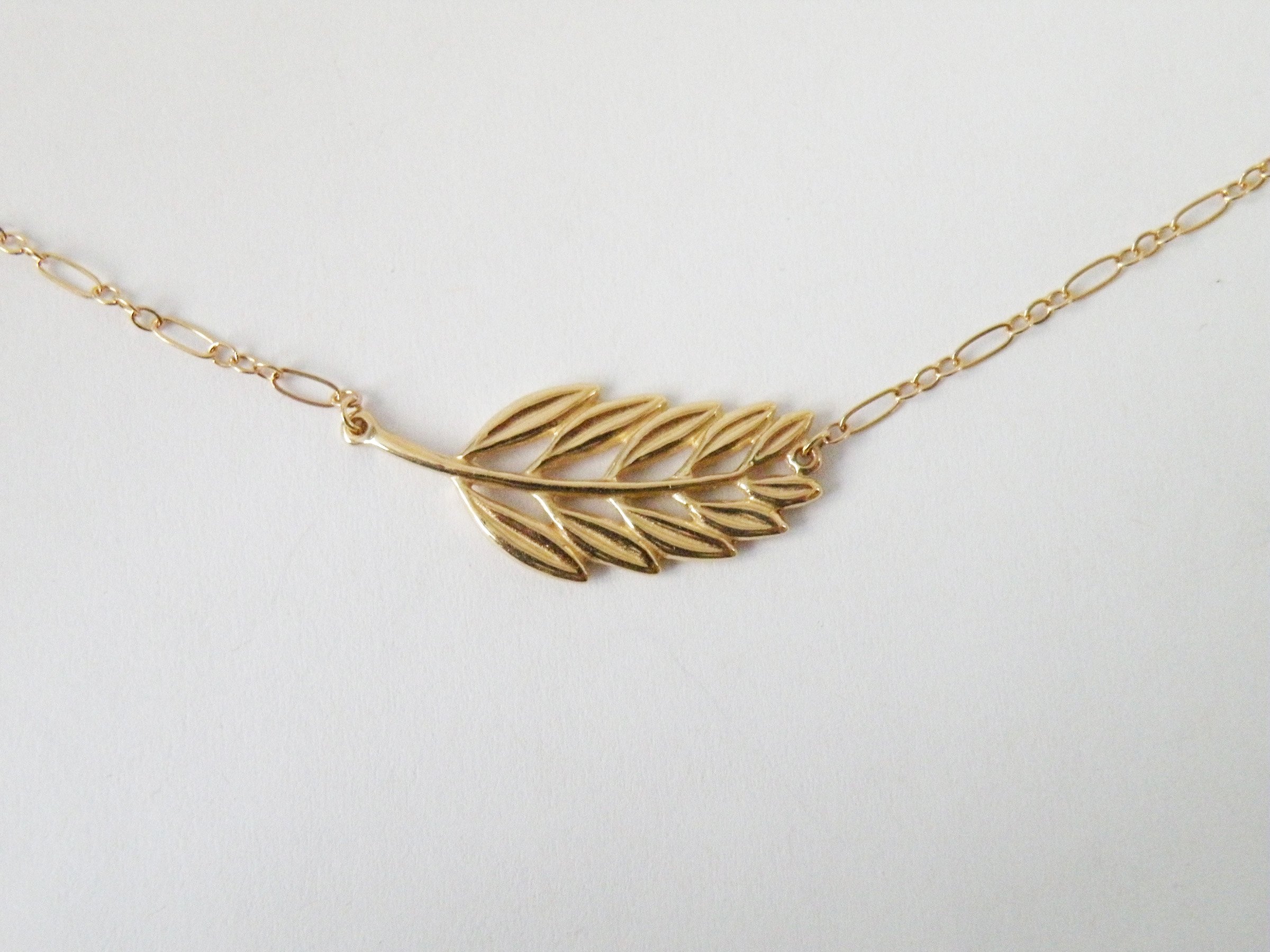 14K Gold Olive Branch Necklace — Tossi Jewelry