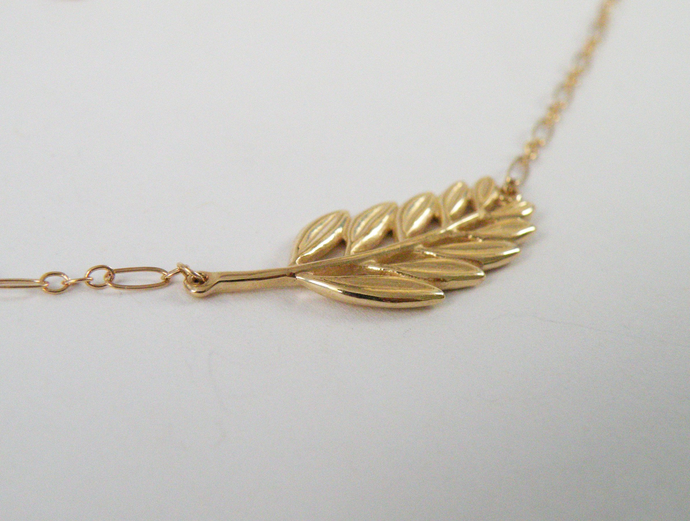 14K Gold Olive Branch Necklace — Tossi Jewelry