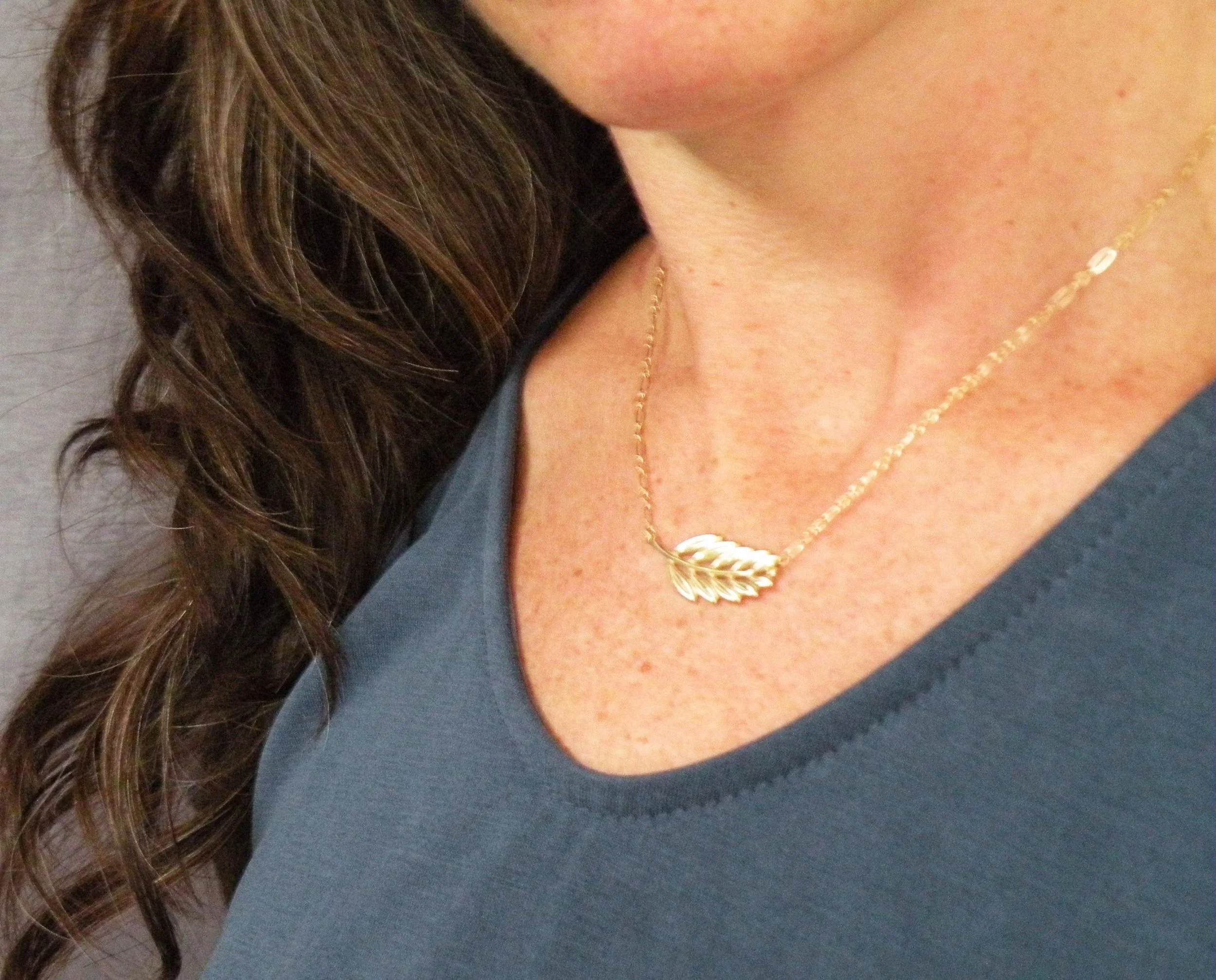 14K Gold Olive Branch Necklace — Tossi Jewelry