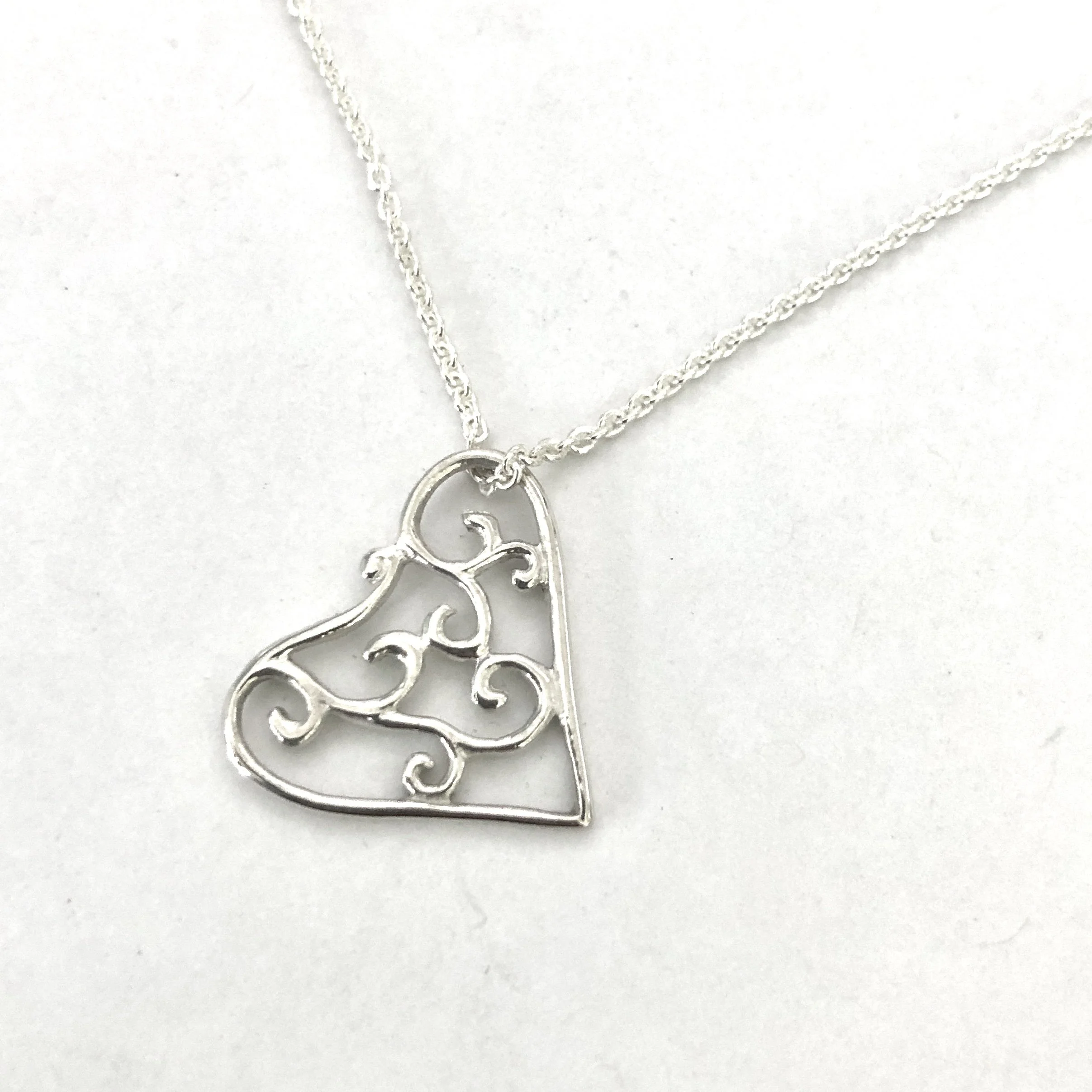 Scroll Heart Necklace
