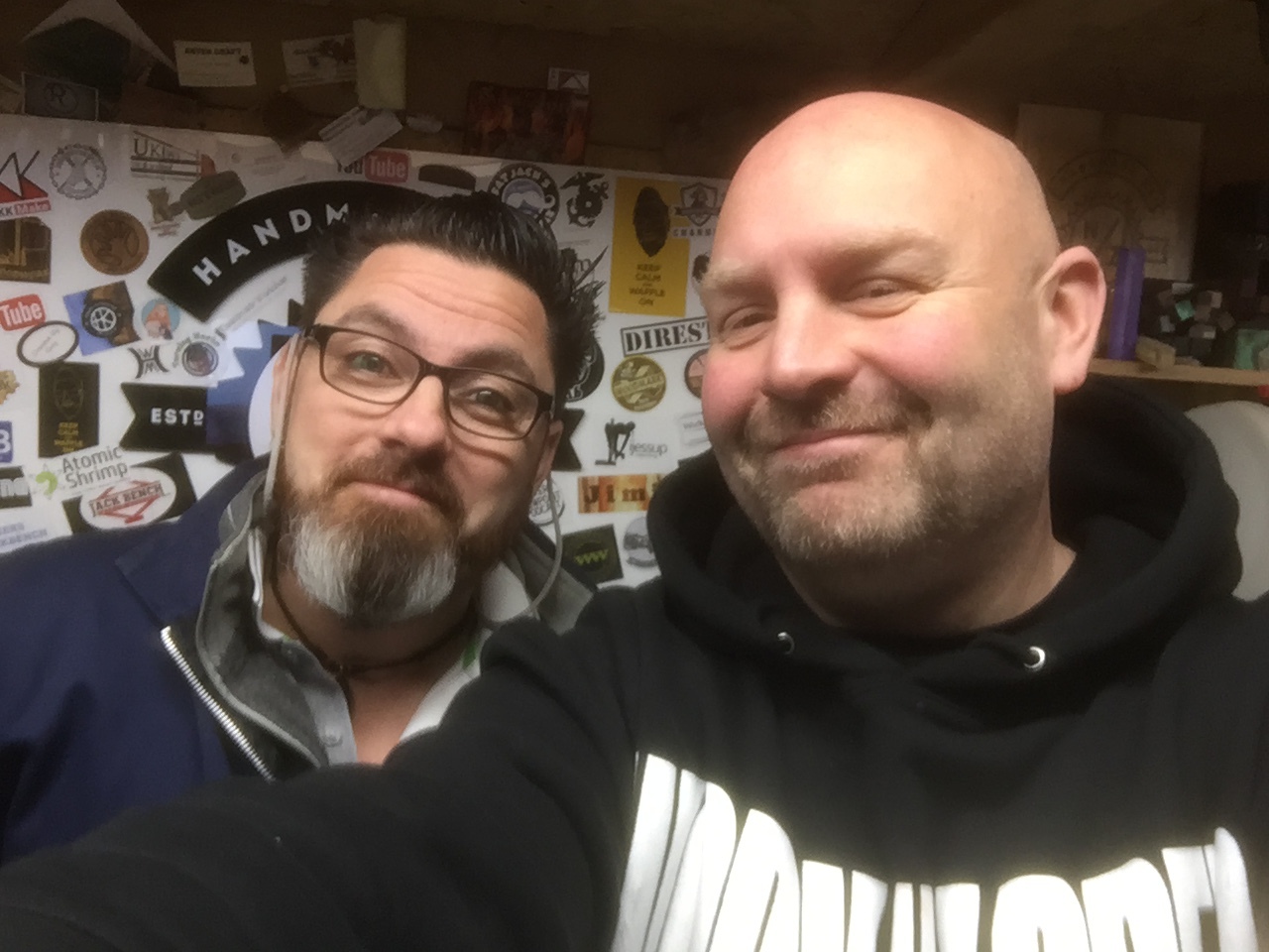 Nick & Dominic in Nick's workshop.