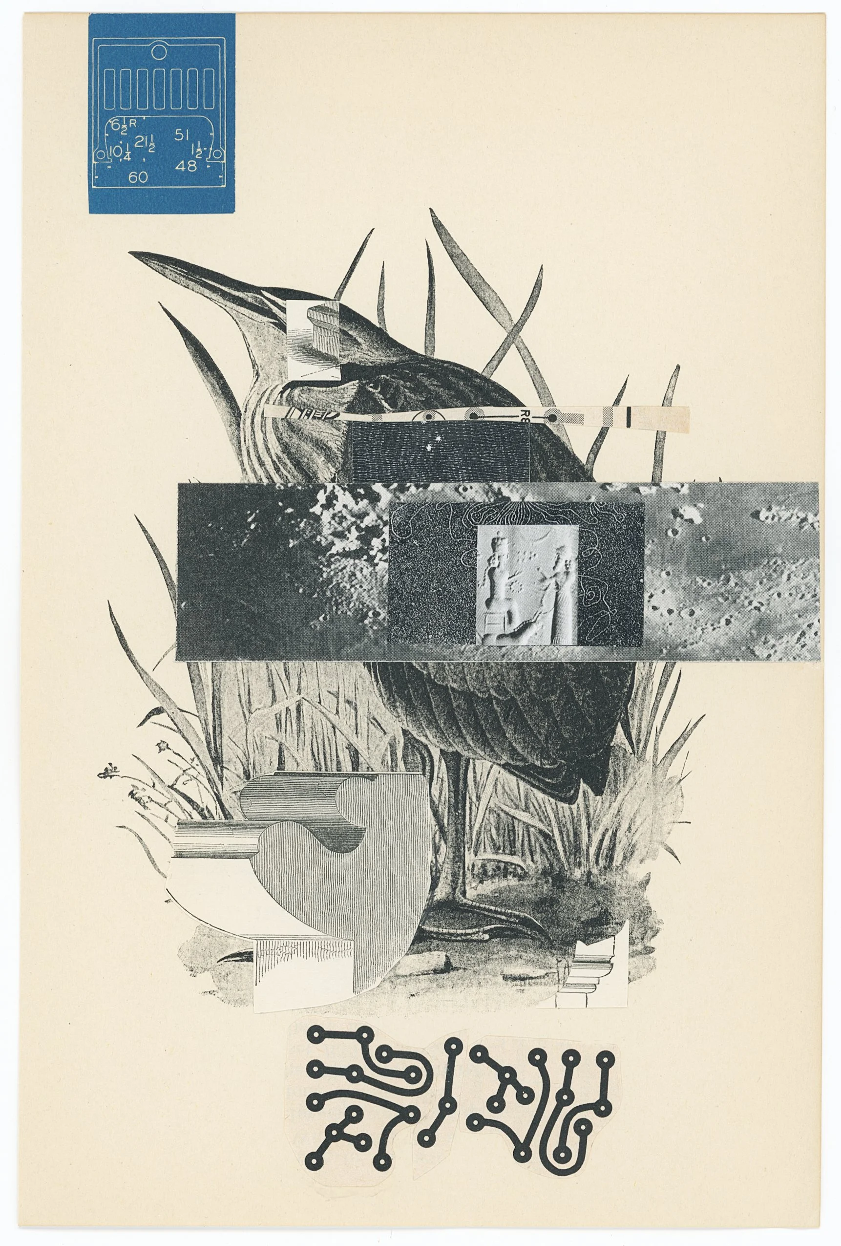plan of existence / paper collage on book page / 7.75 x 5 inches / 2025  