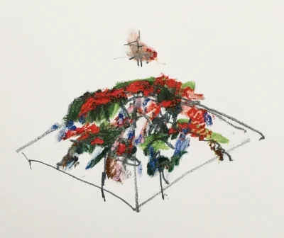 I call this drawing of Dad’s Exploding Garden. I don’t really know what it is, I found it after Dad was already blind and couldn’t really answer this sort of question.
