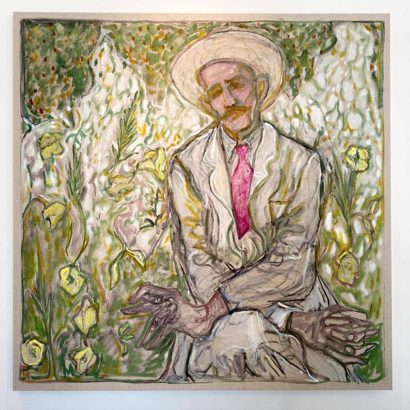 R E C E N T L Y  I N S T A L L E D ⚡️⚡️❤️❤️ Billy Childish &lsquo;Man Sat With Cross Arms&rsquo; from his show &lsquo;remember all the / high and exalted things / remember all the low / and broken things&rsquo;  @lehmannmaupin We love the texture and
