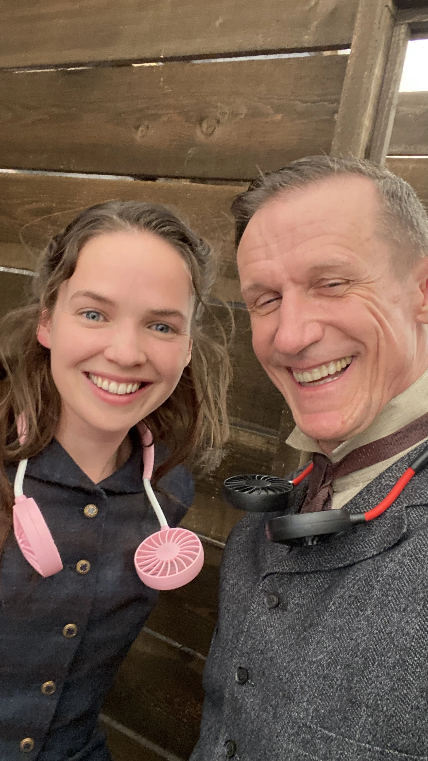 Clay on set with a fellow actress.JPG