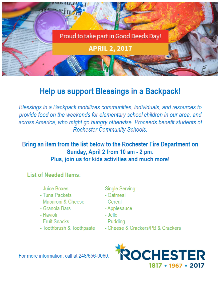 April 2 - Blessings in a Backpack!