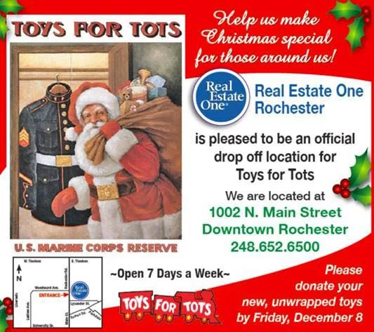 Drop off Toys for Tots at Real Estate One in Rochester!