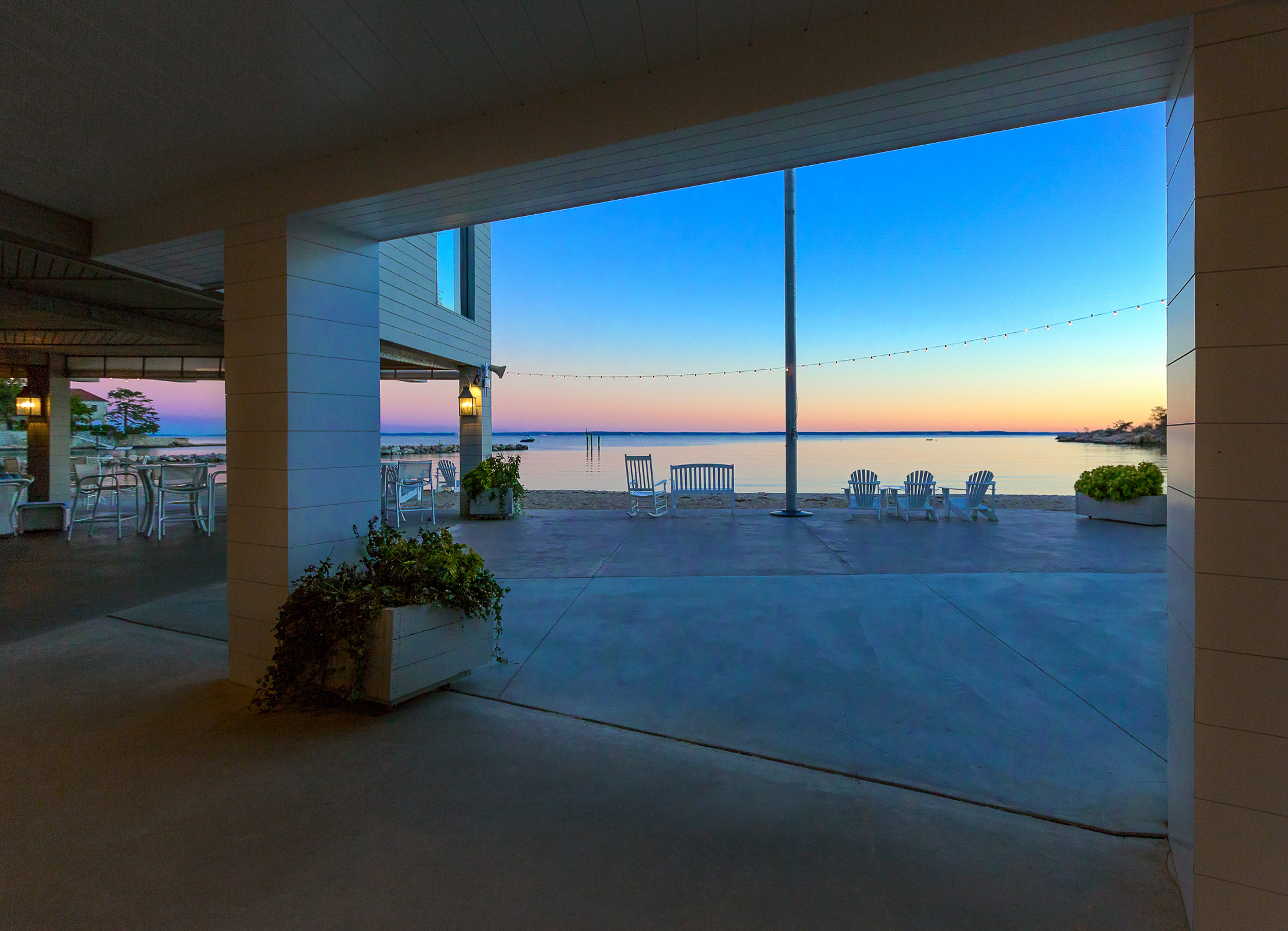 Tokeneke Beach Club at sunset. Darien, CT