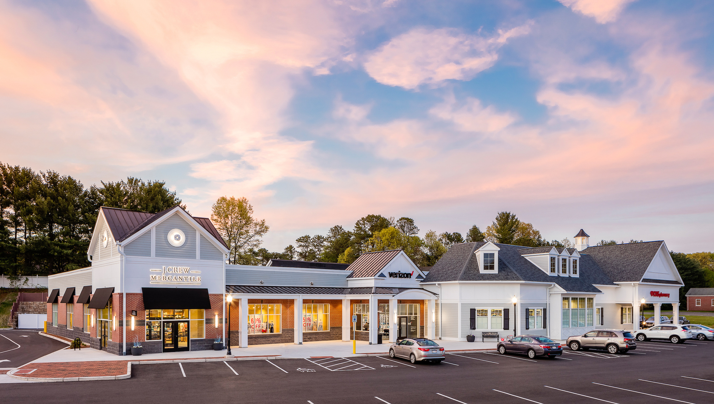 The Longmeadow Shops at sunset. Longmeadow, MA