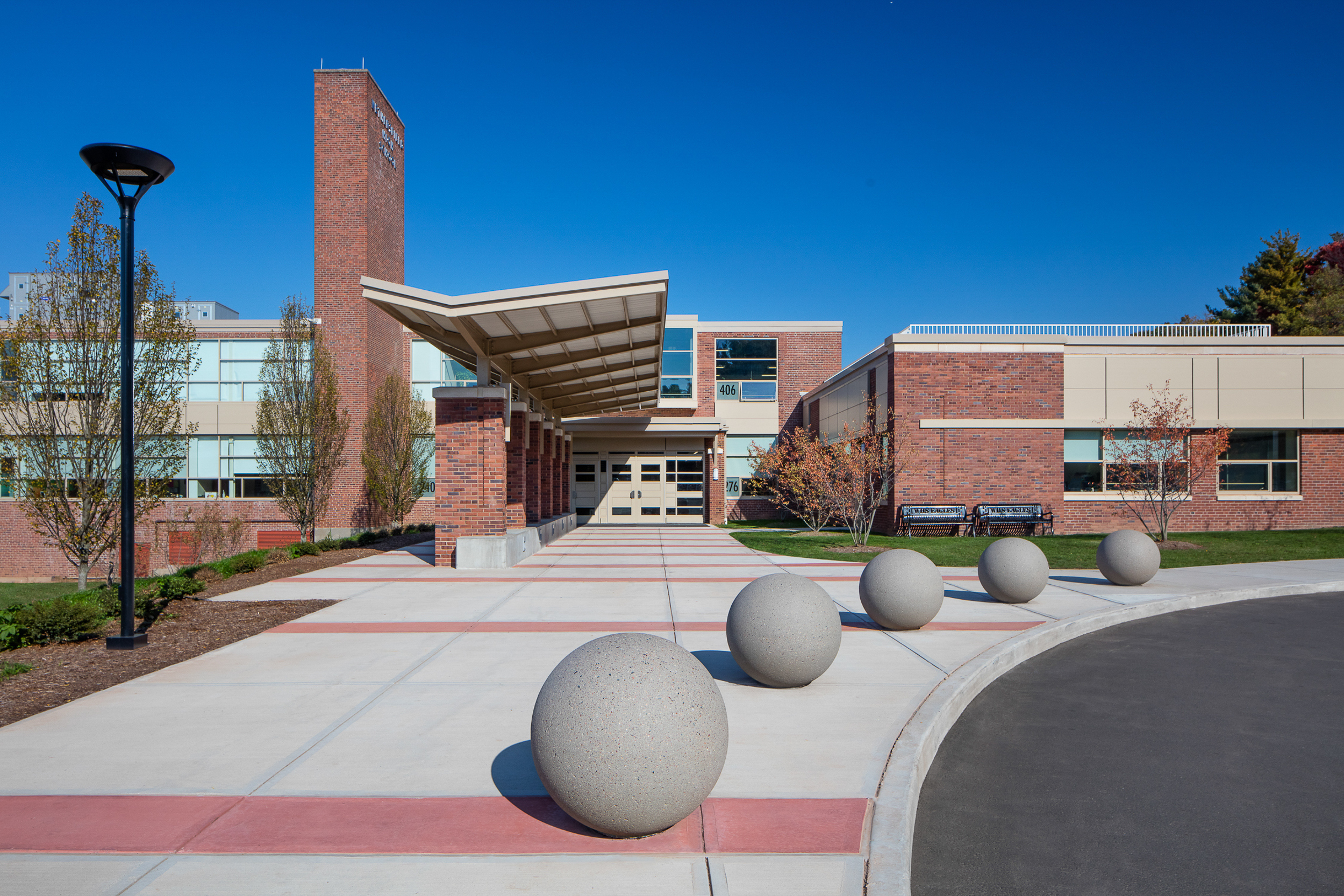Main entrance of Wethersfield High School. Wethersfield, CT