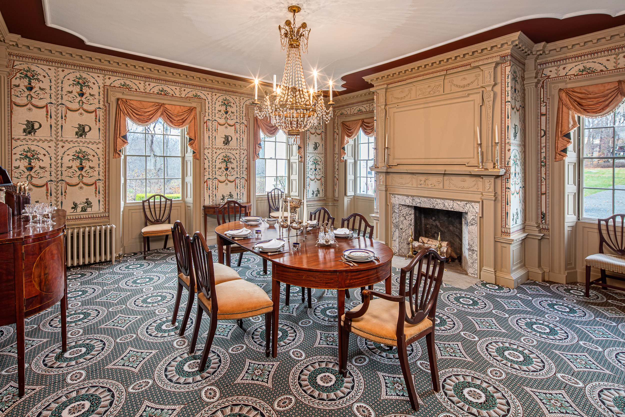 CT Landmark's Phelps-Hathaway House dining room. Suffield, CT