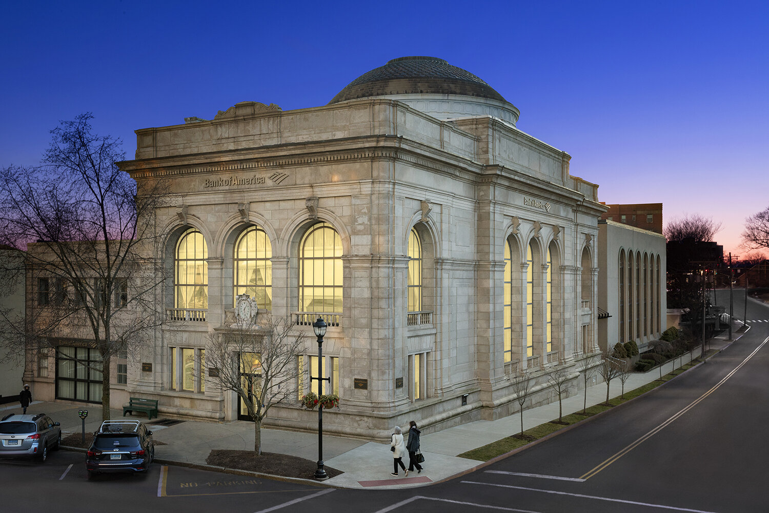 Bank of America at dusk. Greenwich, CT