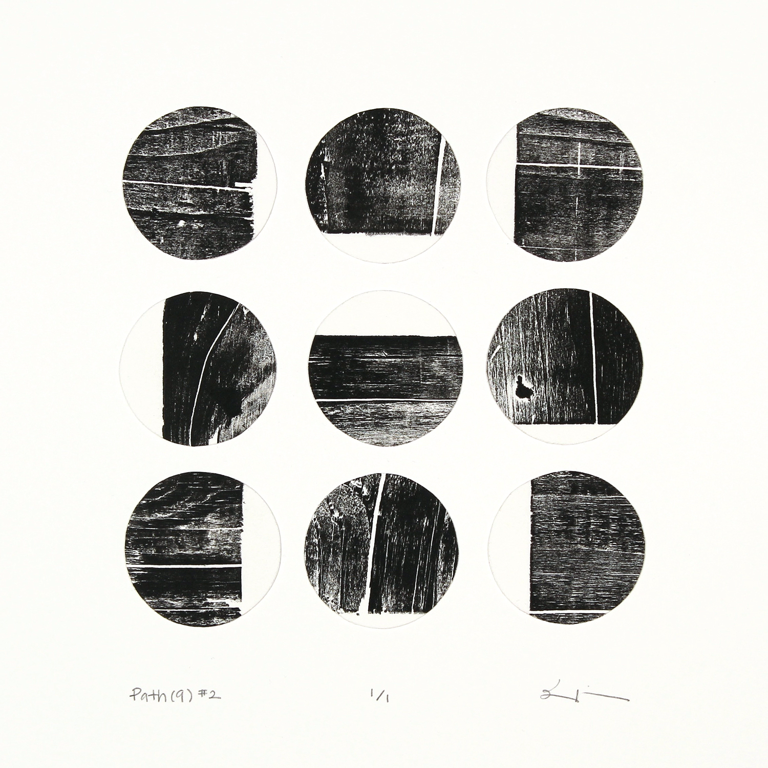   path(9) #2 , reclaimed wood monoprint, 2018 