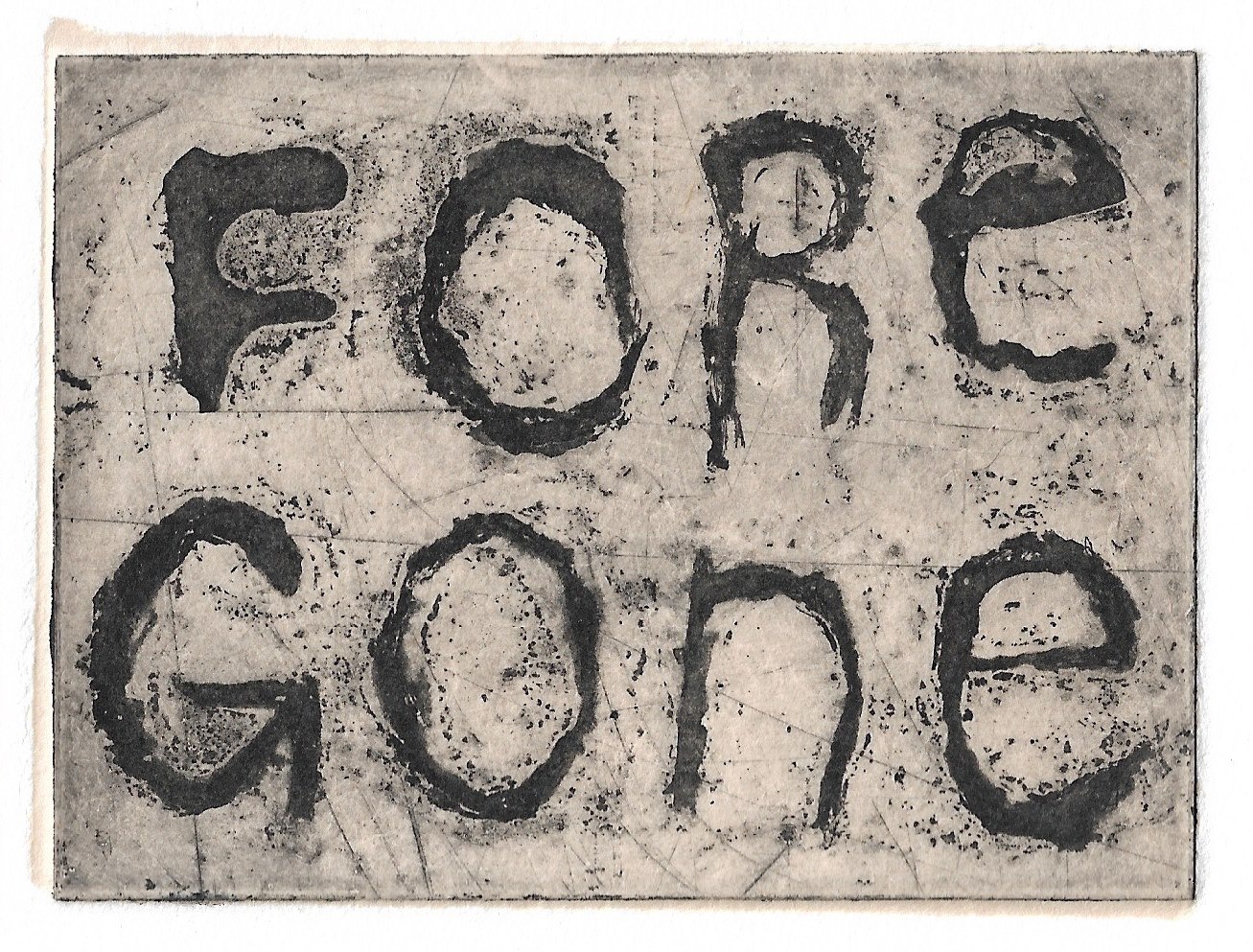 Ben Beres, Foregone , Sugarlift, aquatint and chine collé, 3 x 4 inches