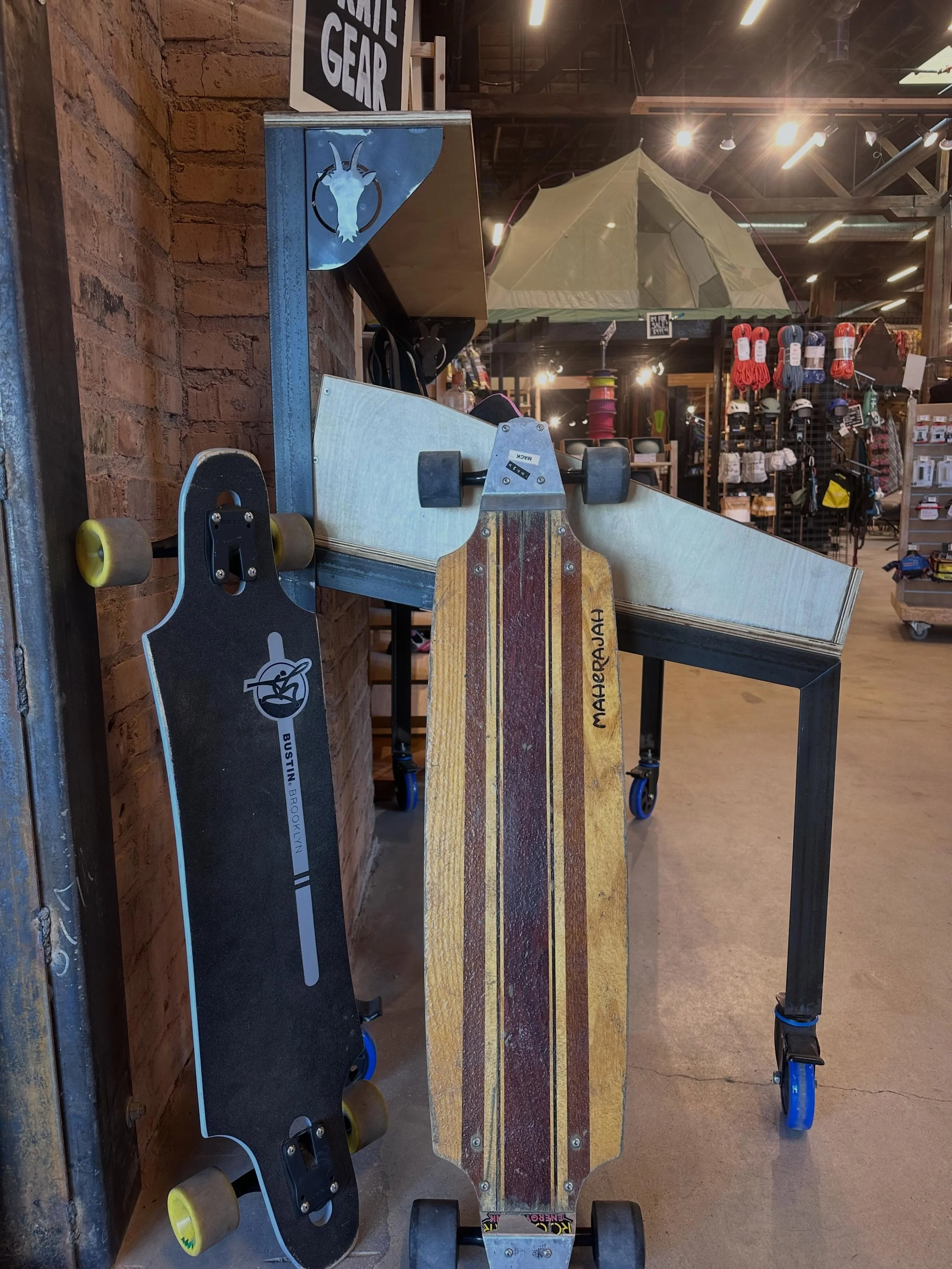 Wonderland&rsquo;s newer category of consignment: Skate Gear 🛹
Left: Bustin Maestro 7ply Drop Deck Longboard + Bear 852 Trucks + Orangatang Durian 75mm 86a Wheels
MSRP: $270
WGE Price: $104.99 
Right: Vintage Maha Maherajah Drop Plate Longboard + Pa